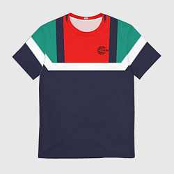 Мужская футболка FIRM синий с зелеными плечами