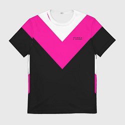 Мужская футболка FIRM черный с розовой вставкой