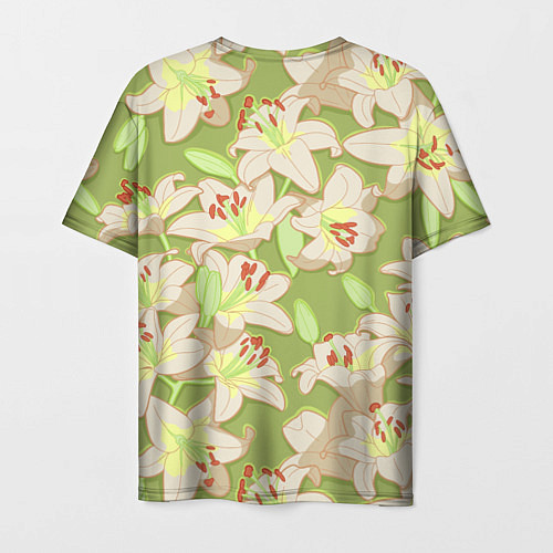 Мужская футболка Нежные цветы - лилии: цветной паттерн / 3D-принт – фото 2