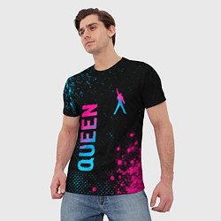 Футболка мужская Queen - neon gradient: надпись, символ, цвет: 3D-принт — фото 2