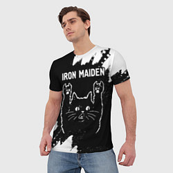 Футболка мужская Группа Iron Maiden и рок кот, цвет: 3D-принт — фото 2