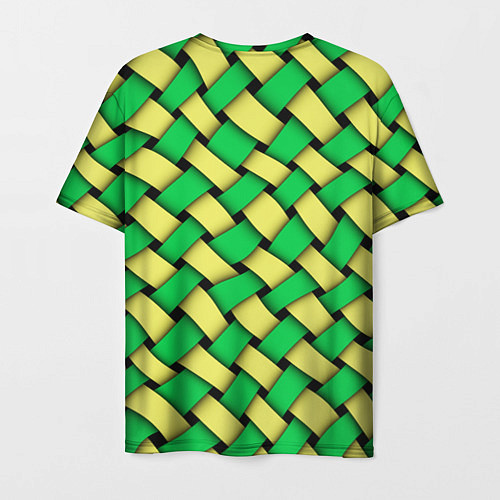 Мужская футболка Жёлто-зелёная плетёнка - оптическая иллюзия / 3D-принт – фото 2