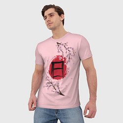 Футболка мужская Цветущая сакура с иероглифом cолнце, цвет: 3D-принт — фото 2
