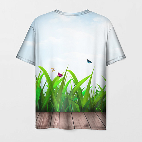 Мужская футболка Летняя трава и бабочки / 3D-принт – фото 2