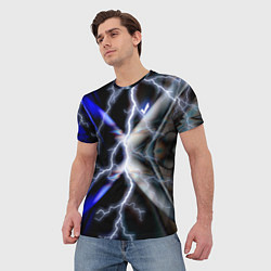 Футболка мужская Молния в космосе, цвет: 3D-принт — фото 2