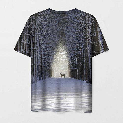 Мужская футболка Олень в зимнем лесу / 3D-принт – фото 2
