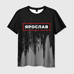 Футболка мужская Ярослав - в красной рамке на темном, цвет: 3D-принт
