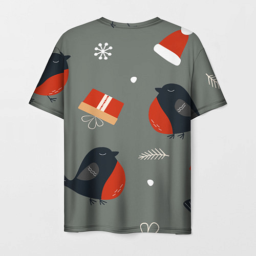 Мужская футболка Новогодние снегири / 3D-принт – фото 2