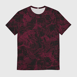 Мужская футболка Черный и бордовый мраморный узор