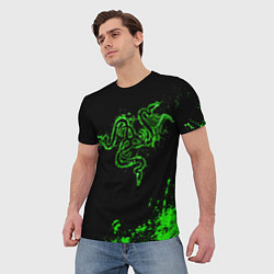 Футболка мужская Razer брызги, цвет: 3D-принт — фото 2