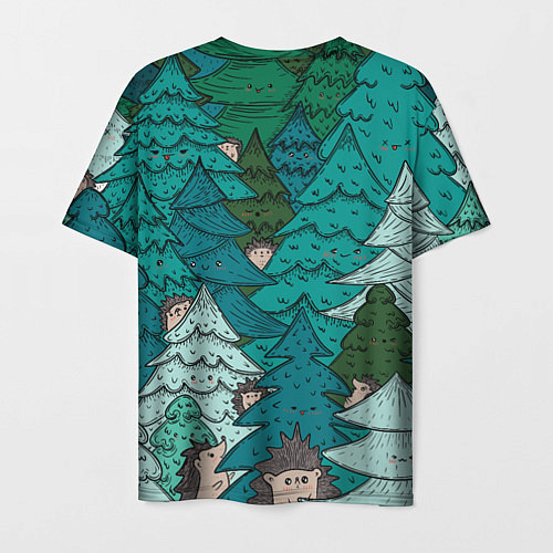 Мужская футболка Ежи в еловом лесу / 3D-принт – фото 2