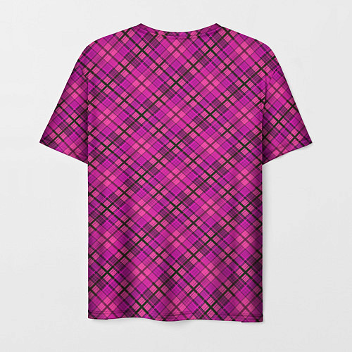 Мужская футболка Малиново розовый узор в клетку / 3D-принт – фото 2