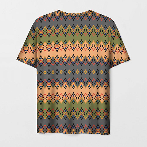 Мужская футболка Желто-оливковый полосатый орнамент / 3D-принт – фото 2
