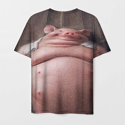 Мужская футболка Свинья сидит в сауне / 3D-принт – фото 2
