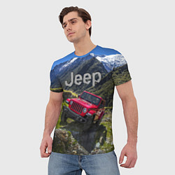 Футболка мужская Chrysler Jeep Wrangler Rubicon - горы, цвет: 3D-принт — фото 2