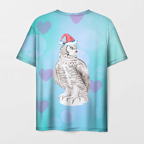 Мужская футболка Филин в новогодней шапке / 3D-принт – фото 2