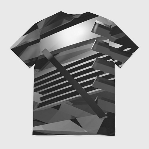 Мужская футболка Жёсткий абстрактный серый и тёмно-серый металл / 3D-принт – фото 2