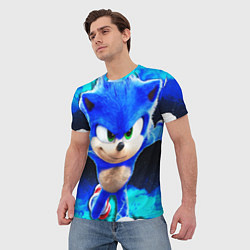 Футболка мужская Sonic неоновый дым, цвет: 3D-принт — фото 2