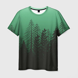 Футболка мужская Зелёный туманный лес, цвет: 3D-принт