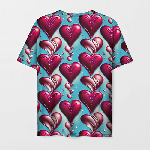 Мужская футболка Паттерн красные абстрактные сердца / 3D-принт – фото 2