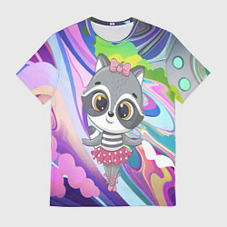 Футболка мужская Девочка енот балерина, цвет: 3D-принт