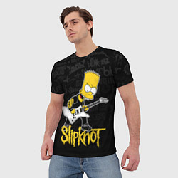 Футболка мужская Slipknot Барт Симпсон рокер логотипы, цвет: 3D-принт — фото 2