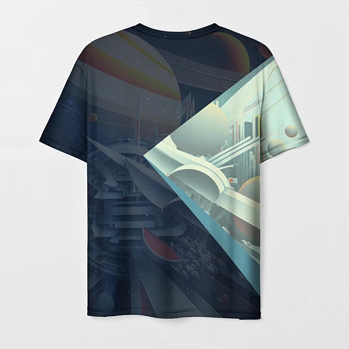 Мужская футболка Космос в стиле кубизма / 3D-принт – фото 2
