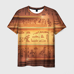 Футболка мужская Египетская стена с иероглифами и полосами, цвет: 3D-принт