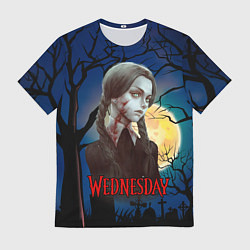 Футболка мужская Уэнсдэй полнолуние, цвет: 3D-принт