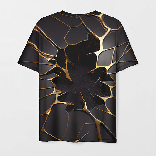 Мужская футболка Трещины в пропасть: черно-золотой узор / 3D-принт – фото 2
