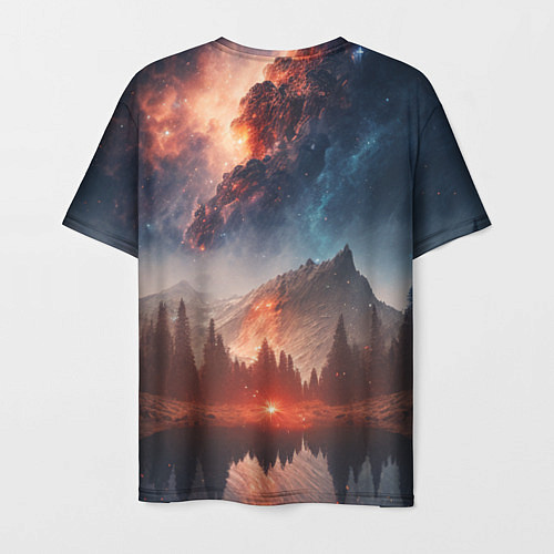 Мужская футболка Млечный путь над пейзажем / 3D-принт – фото 2