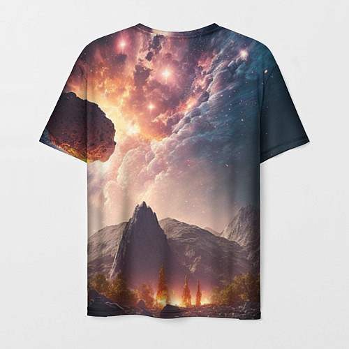 Мужская футболка Млечный Путь, как небесное творение над ландшафтом / 3D-принт – фото 2