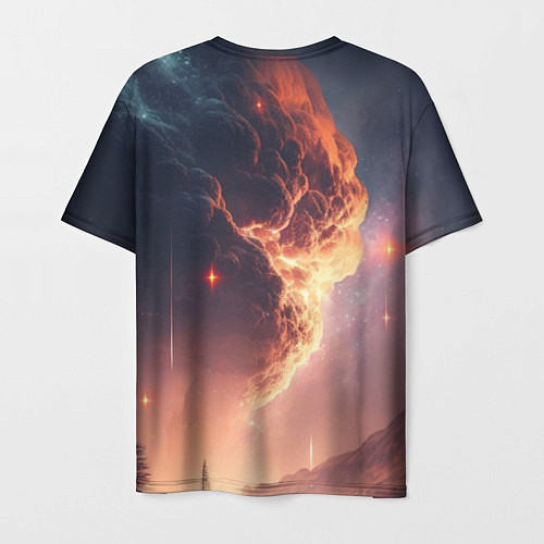 Мужская футболка Галактика над живописным пейзажем / 3D-принт – фото 2