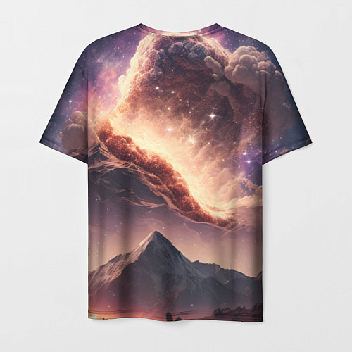 Мужская футболка Космос и звезды в небе над горами / 3D-принт – фото 2
