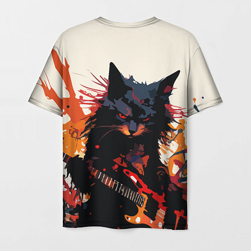 Мужская футболка Black rocker cat on a light background - C-Cats co / 3D-принт – фото 2
