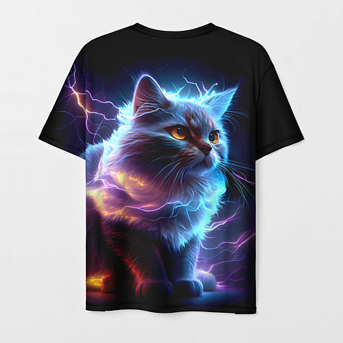 Мужская футболка Электрический котёнок искрящий молниями / 3D-принт – фото 2
