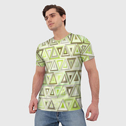Футболка мужская Геометрический светло-зелёный паттерн из треугольн, цвет: 3D-принт — фото 2