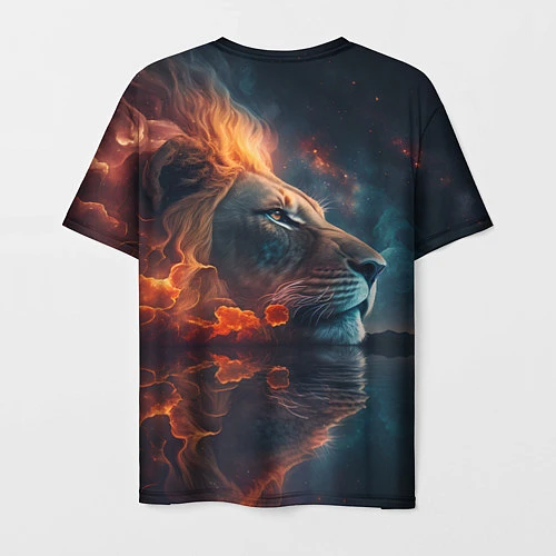 Мужская футболка Звездный лев нейросеть / 3D-принт – фото 2