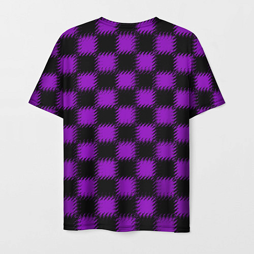Мужская футболка Фиолетовый черный узор Шахматка / 3D-принт – фото 2