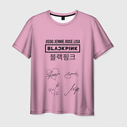 Футболка мужская Blackpink лого и подписи, цвет: 3D-принт