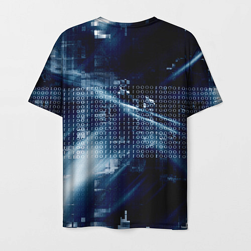 Мужская футболка Тёмно-ледяной фон и бесконечный код / 3D-принт – фото 2