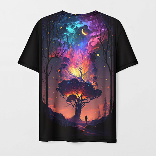 Мужская футболка Огненное дерево в звездном лесу / 3D-принт – фото 2