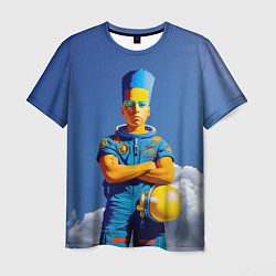 Футболка мужская Барт Симпсон - космический мальчик - нейросеть, цвет: 3D-принт