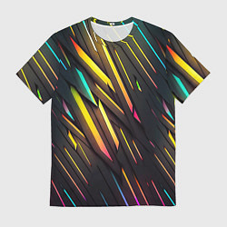 Футболка мужская Неоновые абстрактные линии, цвет: 3D-принт