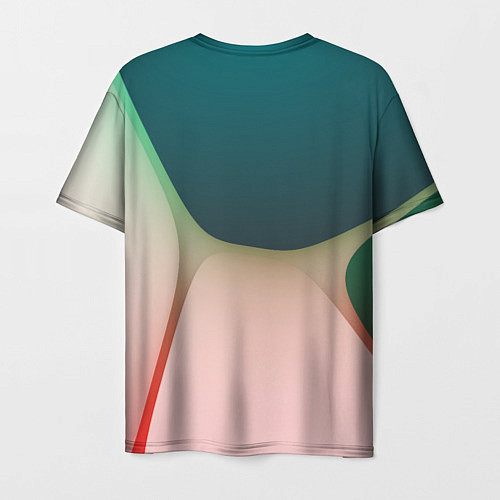 Мужская футболка Абстрактные зелёные и розовые пластины / 3D-принт – фото 2