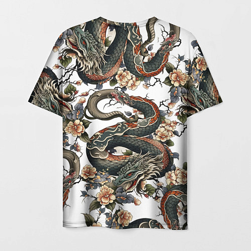 Мужская футболка Тату японский дракон / 3D-принт – фото 2