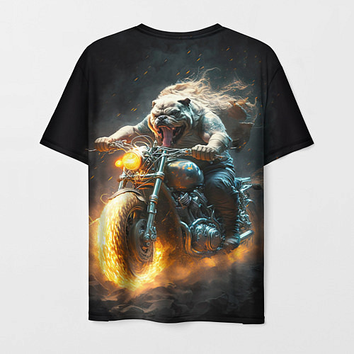 Мужская футболка Бульдог байкер на мотоцикле / 3D-принт – фото 2