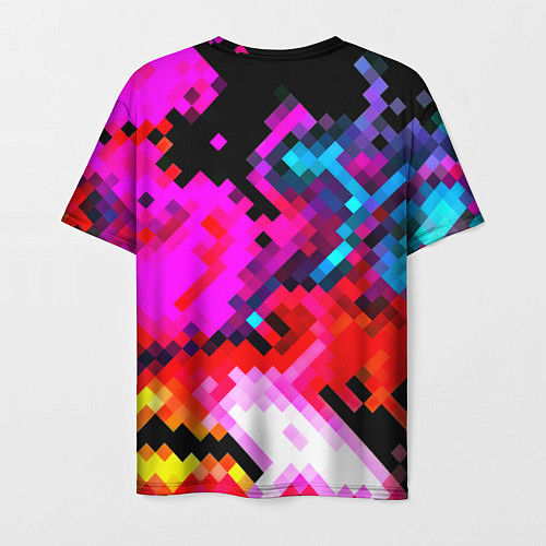 Мужская футболка Pixel neon mosaic / 3D-принт – фото 2