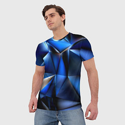 Футболка мужская Polygon blue abstract, цвет: 3D-принт — фото 2