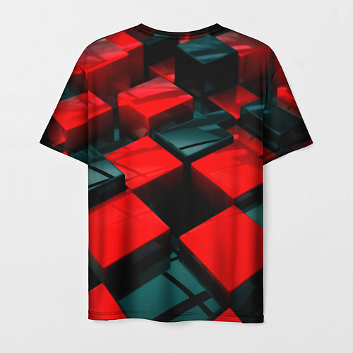 Мужская футболка Кубы геометрии красный и чёрный / 3D-принт – фото 2